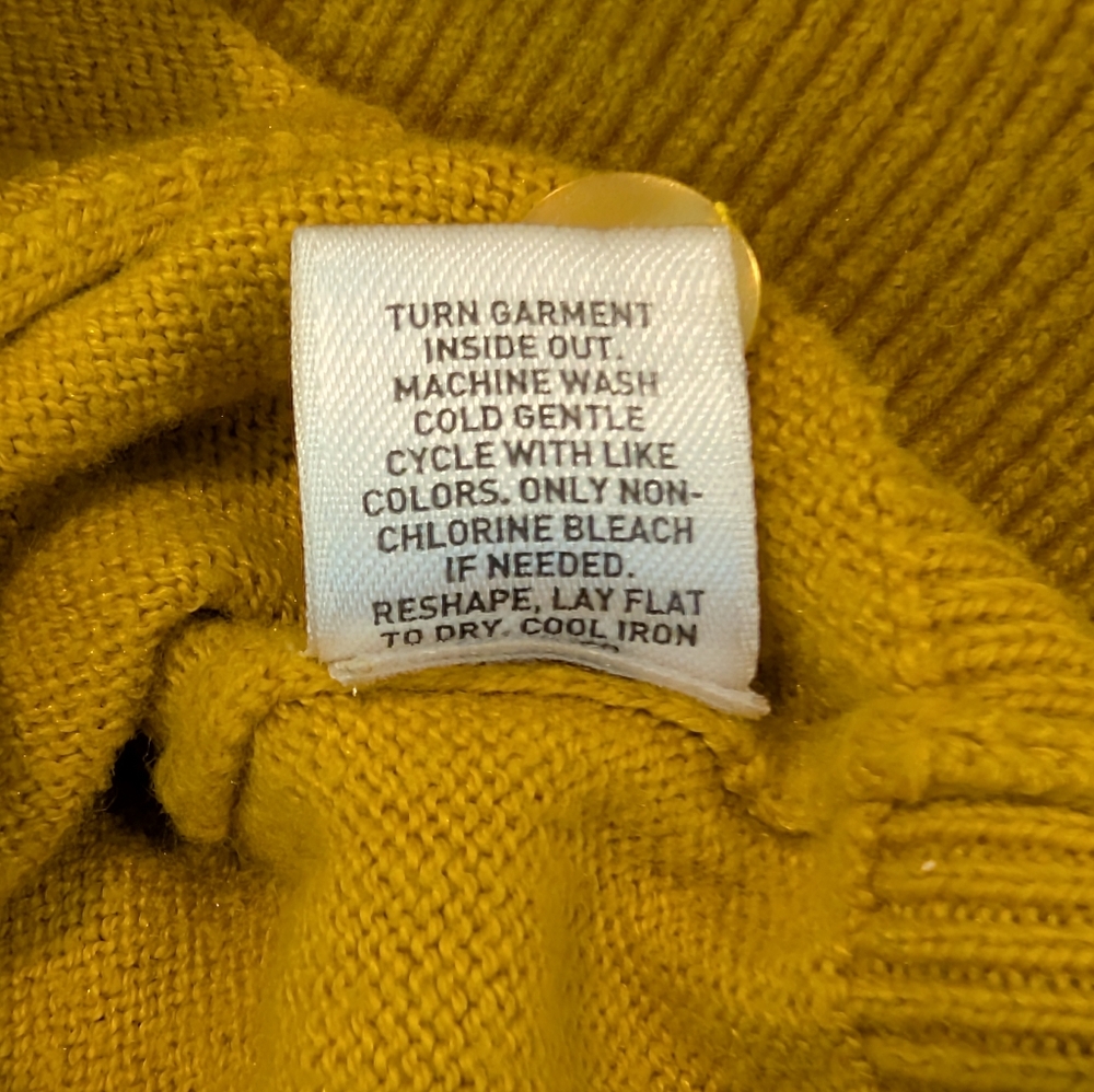 Frenchi Longline V-Neck Button-Up Cardigan Mustard Yellow Size S - Picture 6 of 11